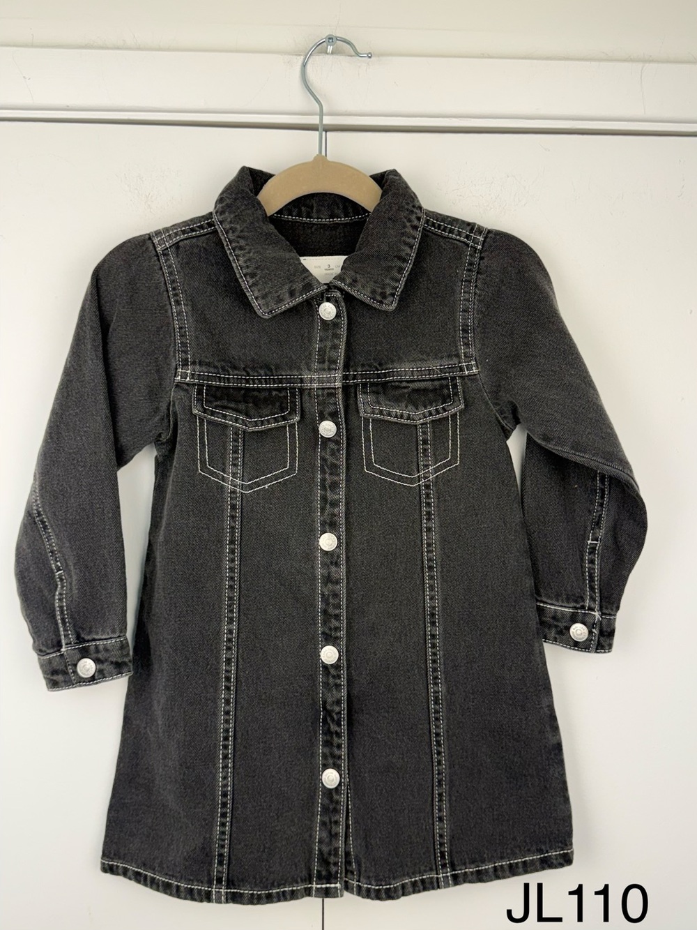 Zara Kids Black Denim Shirt Dress Size 3 Years 98cm